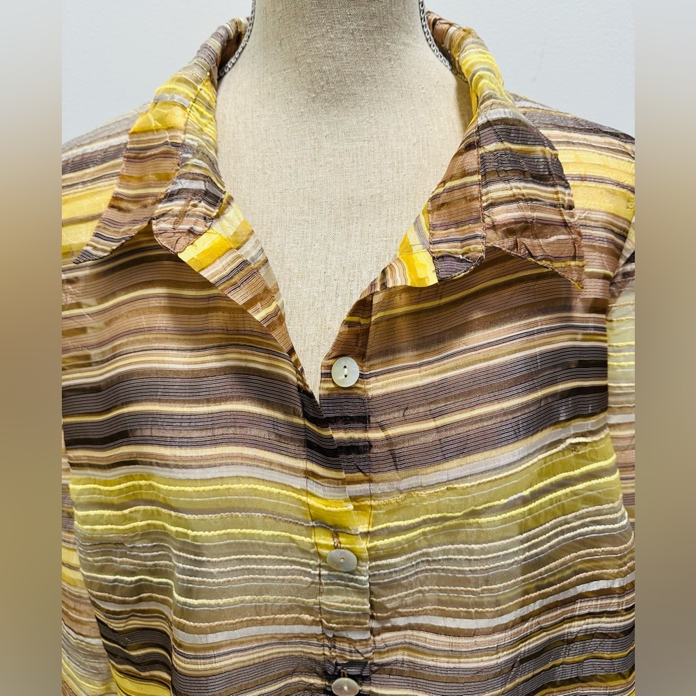 Citiknits Gauzy Tunic Blouse/Top XL Button Up Lightweight Travel Business Casual - Picture 7 of 12